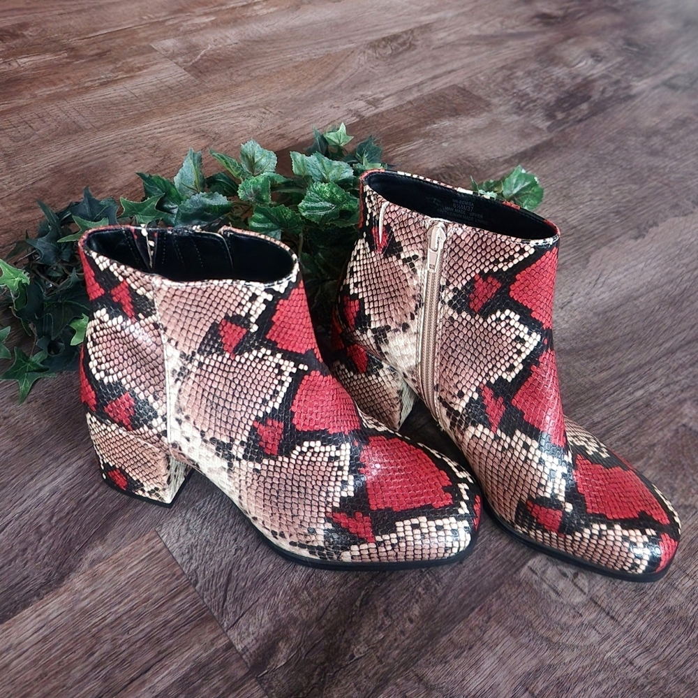 Faux Snakeskin Ankle Boots